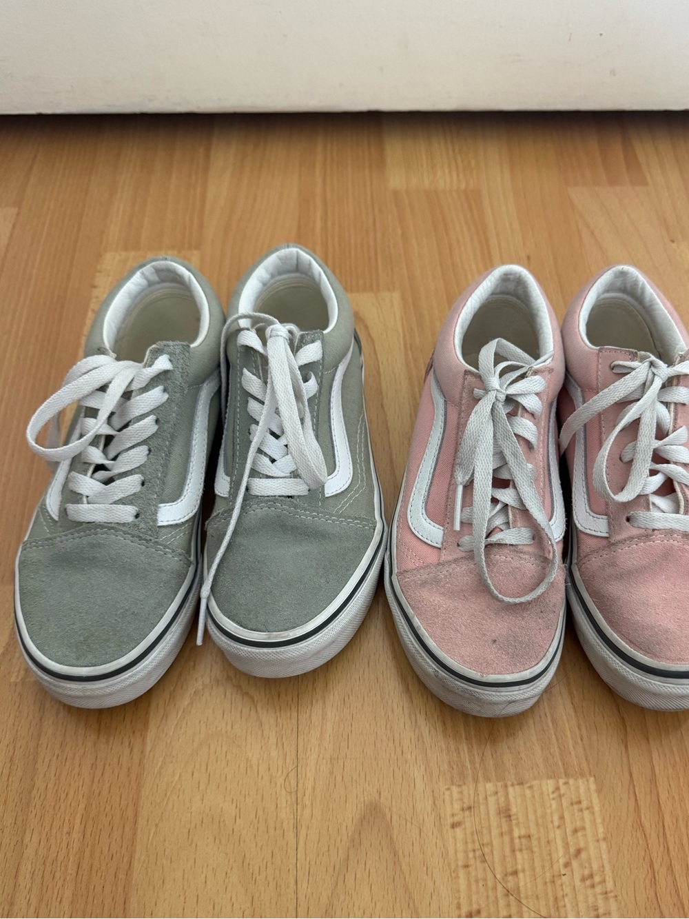 Vans Kids Old Skool Sneakers in Pink and Sage Green